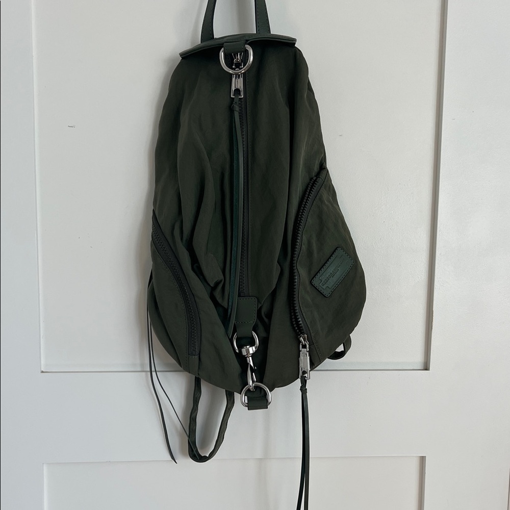 Rebecca Minkoff Dark Green Backpack with Silver Details